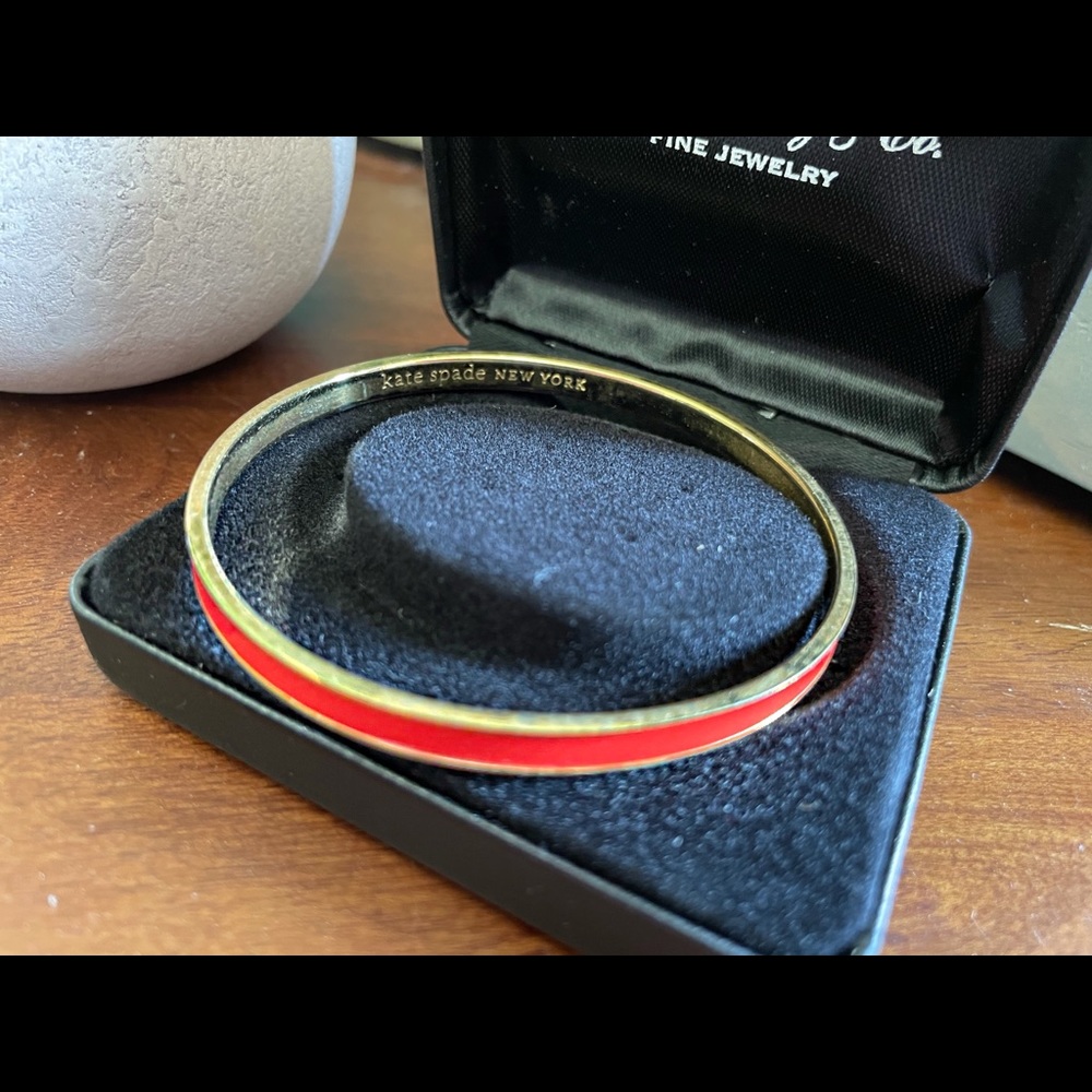 Kate Spade Red Enamel “Take Heart” Bangle Bracelet View 2
